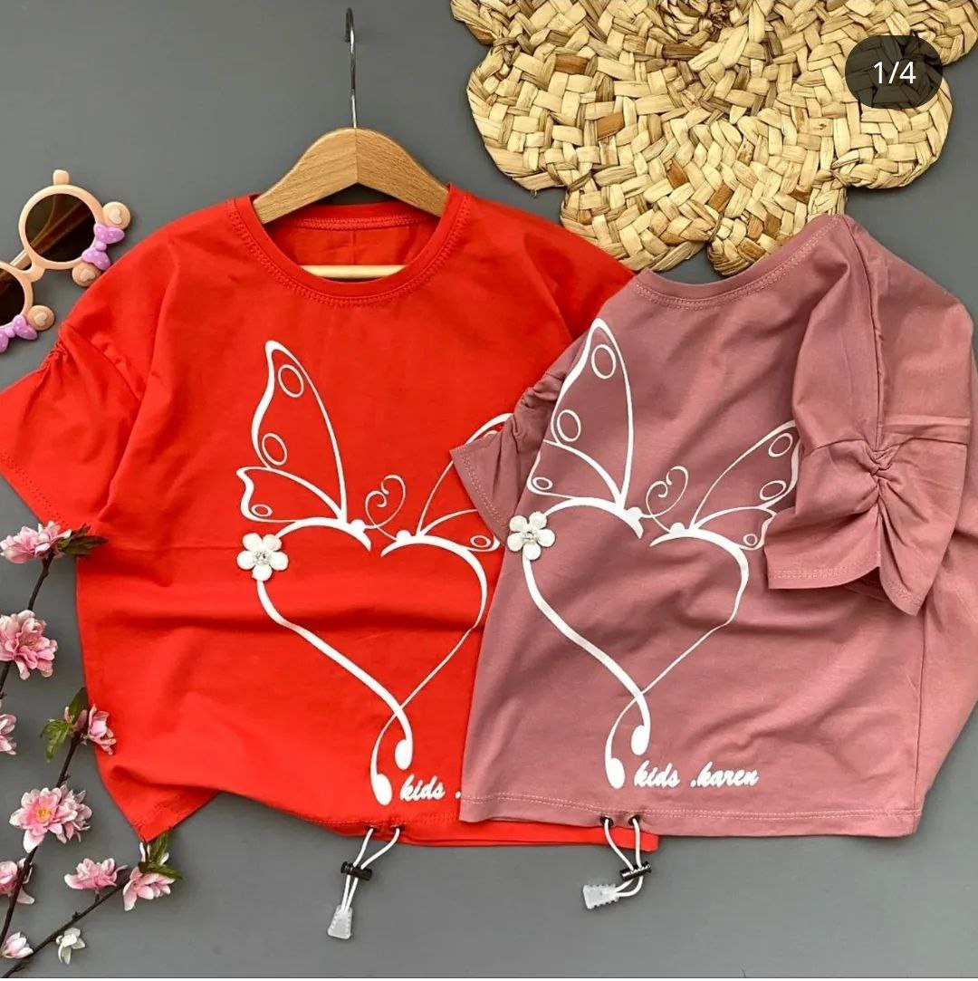 تیشرت قلب و پروانه141 سایز45-65