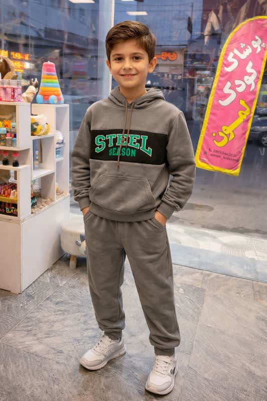 ست هودی شلوار مخمل وارداتی طرح استل345 سایز50تا60